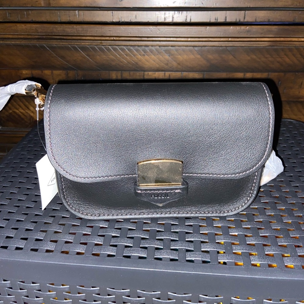 Fossil Black Leather Crossbody Bag